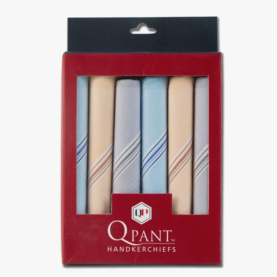QPANT red window box with six coloured handkerchiefs