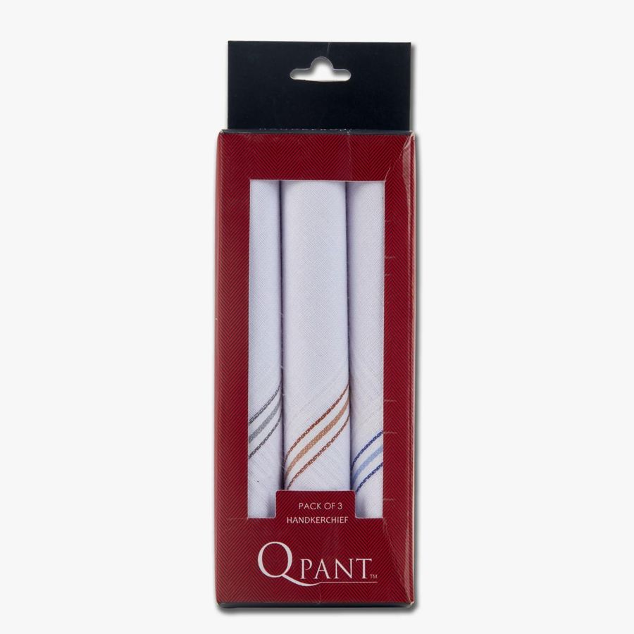QPANT pack of three white handkerchiefs